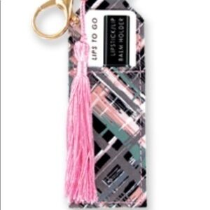 Olivia Moss Lip Balm Holder Plaid Key Chain